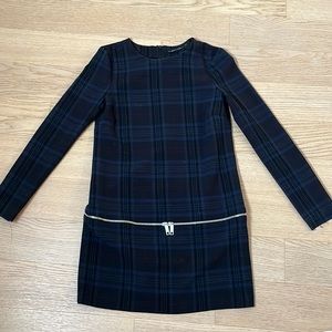 Zara plaid long sleeve zipper dress in size XS